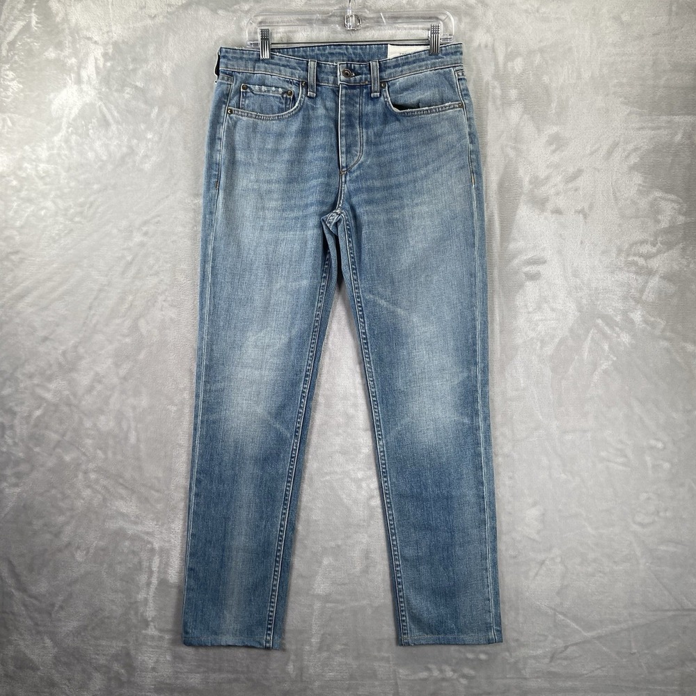 Rag & Bone Jeans men's 30x29 Fit 2 Slim Blue Denim Light Wash Button Fly Fading